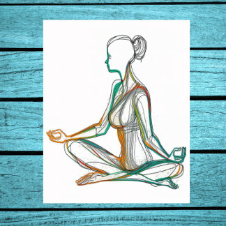 Poster Boho Style Femme en Yoga Pose ligne unique Art Pos