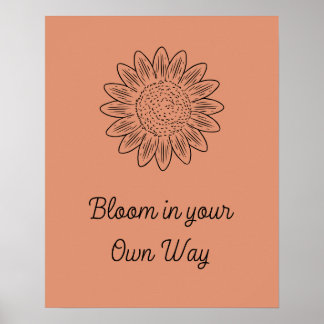Poster Boho Style Fleur Minimaliste Motivation en fleur