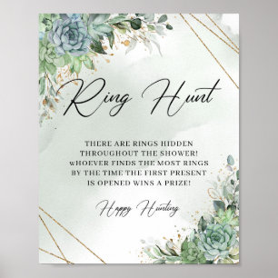 Poster Boho succulent eucalyptus cadre or Ring Hunt