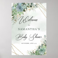 Boho succulent eucalyptus or baby shower Bienvenue