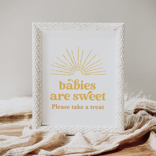 Poster Boho Sun Baby shower Baby are Sweet Sign