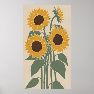 Poster Boho Sunflower - Modern Desaturated Floral