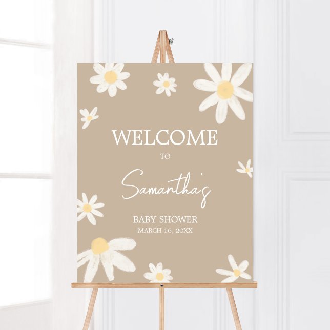Poster Boho Super Daisy Baby shower Bienvenue (Daisy Flower Boho Baby Shower Welcome Sign)