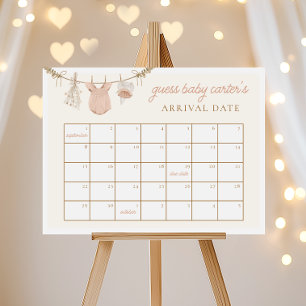 Poster Boho suppose que le jeu de Baby shower Calendrier 