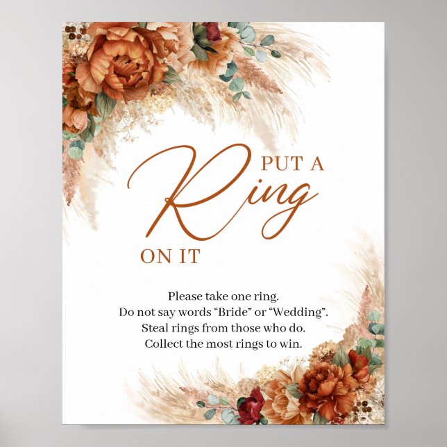 Poster Boho terracotta burgundy pampas Mettez une bague d (Devant)