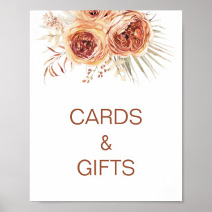 Poster Boho Terracotta Orange Brûlé Floral Baby Shower Ma
