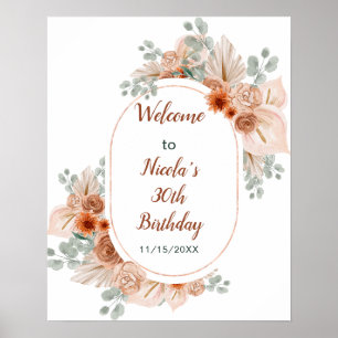 Poster Boho Terracotta Pampas Grass Anniversaire