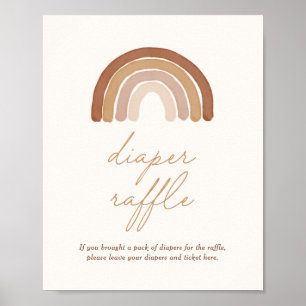 Poster Boho Terracotta Rainbow Baby shower Déchets Raffle