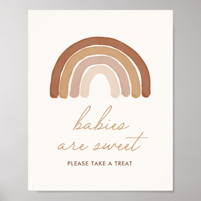 Poster Boho Terracotta Rainbow Baby sont Sweet Sign (Devant)
