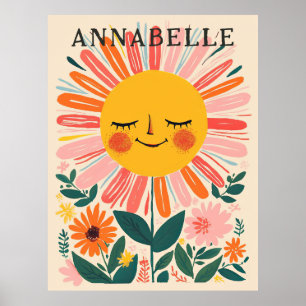 Poster Boho Tournesols Illustration Florale Prénom