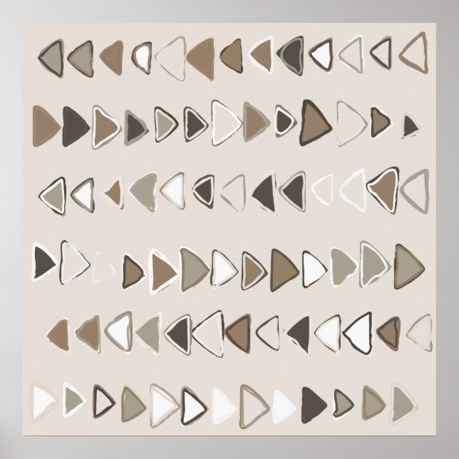 Poster Boho Triangles Brown Taupe Ivory (Devant)