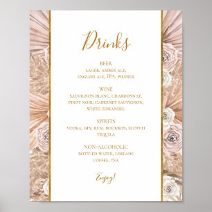 Poster Boho Tropical Botanique Panneau de menu des bois
