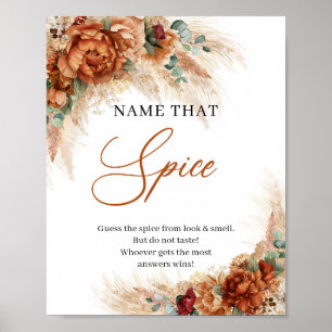 Poster Boho tropical terracotta pampas Nommez cette Épice