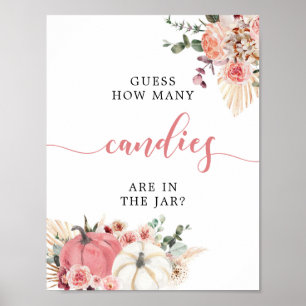 Poster Boho Twin Rose Blanc Citrouille Baby shower Combie