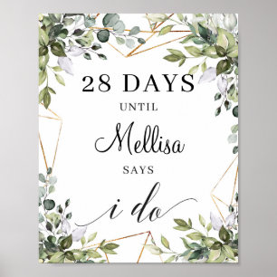 Poster Boho verdure feuillage feuille décompte d'or