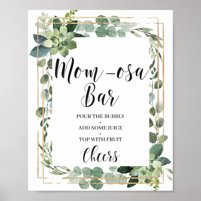 Poster Boho verdure succulent floral maman-osa signe bar (Devant)