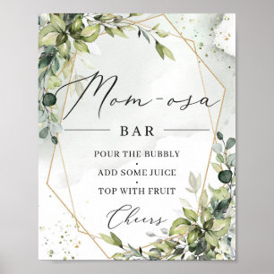 Poster Boho vert maman-osa bar signe or géométrique