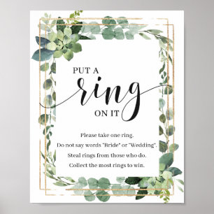 Poster Boho vert Succulent Placez une bague sur le pannea