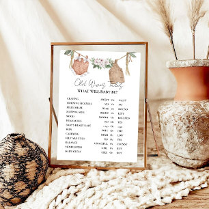 Poster Boho Vêtements Vieux WI-ves Tales Baby shower Jeu