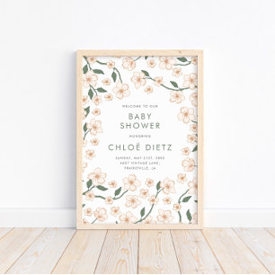 Poster Boho Vintage Floral Baby shower Bienvenue