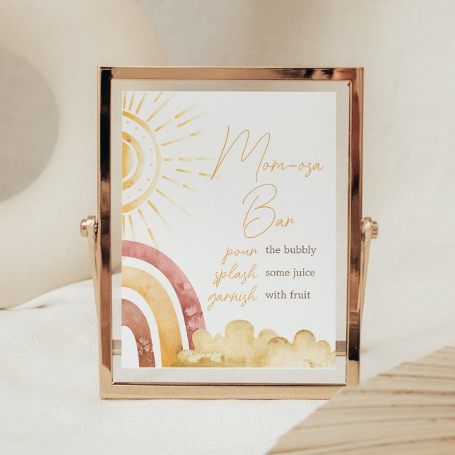 Poster Boho Voici le Baby shower Son Maman Osa Bar (Sonshine Baby Shower Mom Osa Bar Sign)