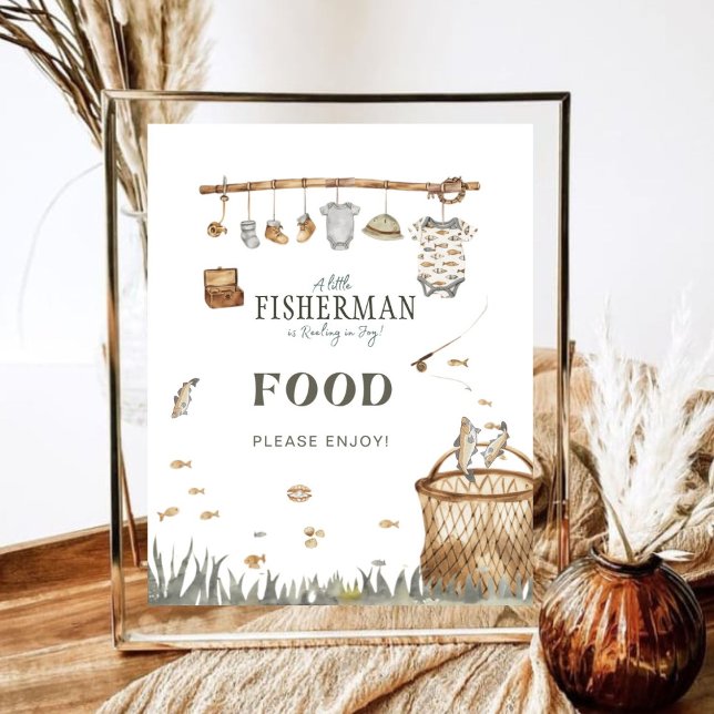 Poster Boho Watercolor Fishing Baby shower alimentaire (Créateur téléchargé)