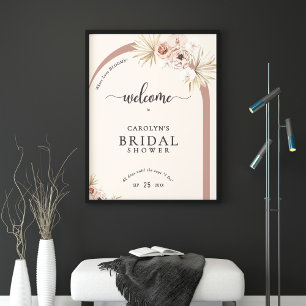 Poster Boho Watercolor Floral Arche Fête des mariées Bien