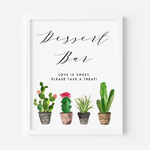 Poster Boho Watercolor Postal Cactus Mariage Dessert Bar