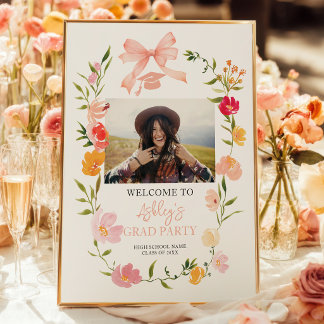 Poster Boho Wildflowers Coquette Nœud photo remise de dip