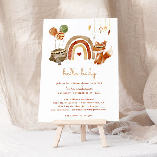 Poster Boho Woodland Animaux Baby shower Bienvenue