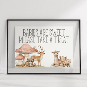 Poster Boho Woodland Animaux Baby shower Favoriser le sig