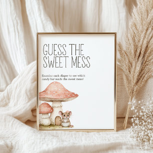 Poster Boho Woodland Animaux Baby shower Guess Sweet Mess