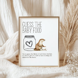 Poster Boho Woodland Animaux Douche Guess Baby Food Sign