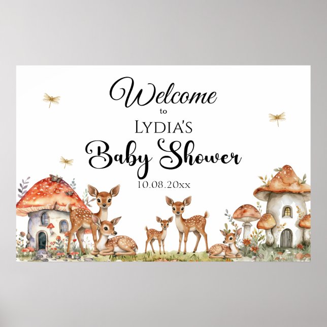 Poster Boho Woodland Forest Animaux Baby shower Bienvenue (Devant)
