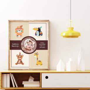 Poster Boho Woodland Photo Nouveau-né