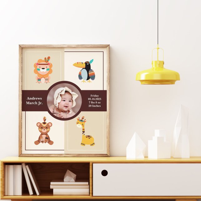 Poster Boho Woodland Photo Nouveau-né (Créateur téléchargé)