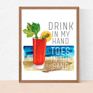 Poster Boire dans ma main Citation nautique plage été Vac