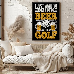 Poster Boire de la bière et jouer au golf