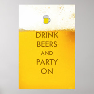 Poster Boire des bières et faire la fête sur l'affiche de