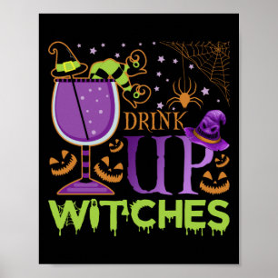 Poster Boire Des Sorcières Amateur De Vins Boire Hallowee