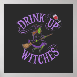 Poster Boire des sorcières Drôle Vibes de la fête d'Hallo