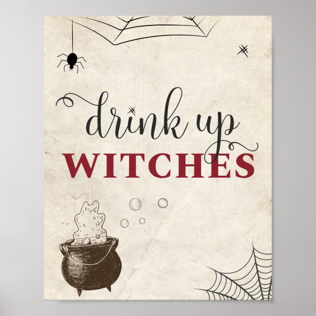Poster Boire Jusqu'à la Fin Sorcières Halloween Nourritur (Devant)