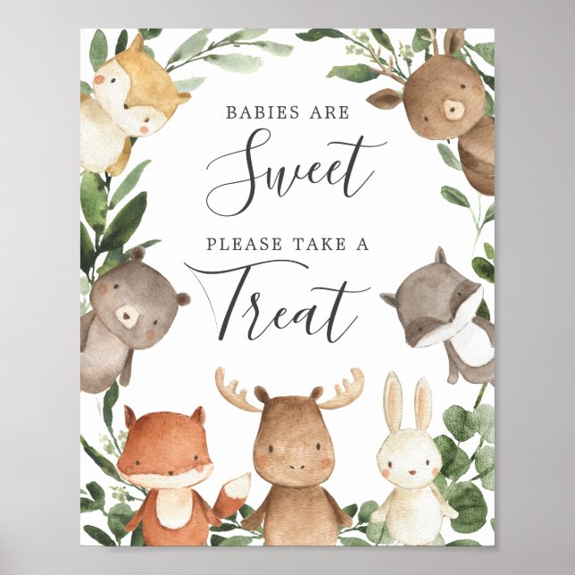 Poster Bois amis Baby shower Les bébés sont doux signe (Devant)