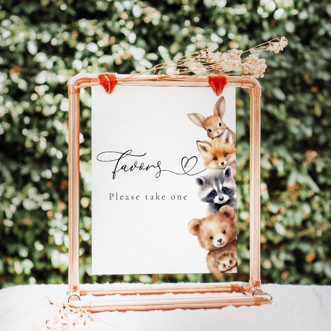 Poster Bois Animaux Baby shower moderne Bar (Créateur téléchargé)