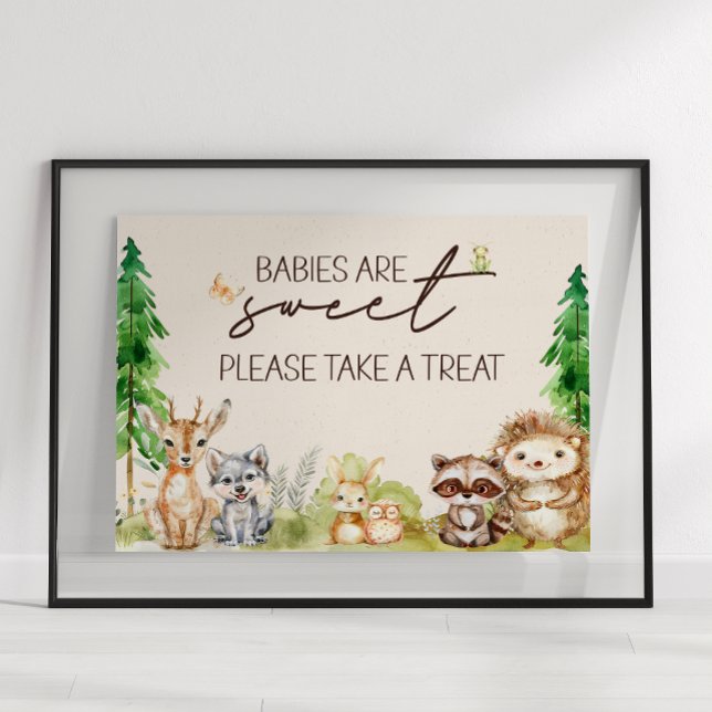 Poster Bois Animaux Boho Baby shower Favoriser Signal (Créateur téléchargé)
