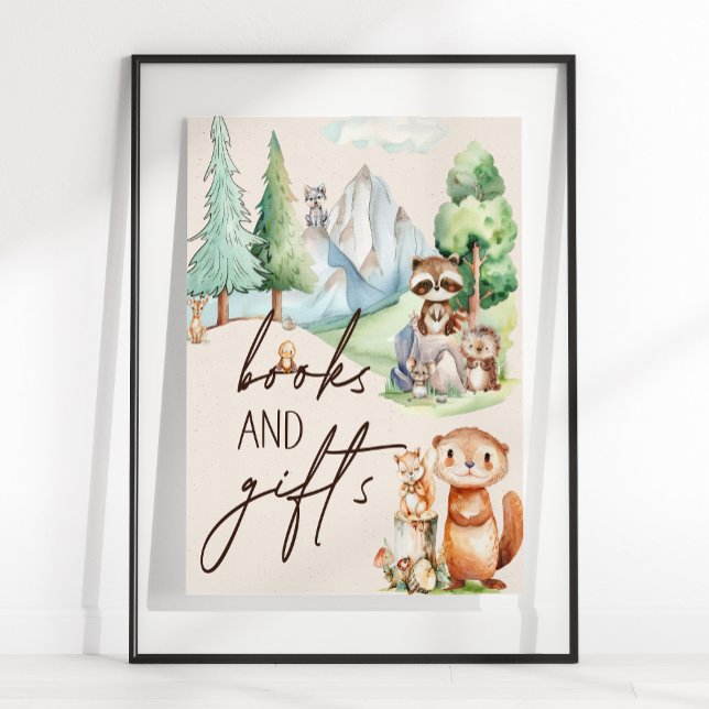 Poster Bois Animaux Boho Baby shower Livres Cadeaux Symbo (Créateur téléchargé)