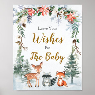 Poster Bois Animaux d'hiver Forêt de souhaits pour bébé