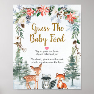 Poster Bois Animaux d'hiver Forêt Guess the Baby Food