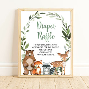 Poster Bois Animaux Moissonneuse baby shower du chapelet