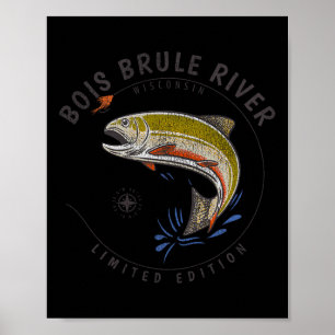 Poster Bois Brule River Wisconsin Volet Pêche Souvenir Bo
